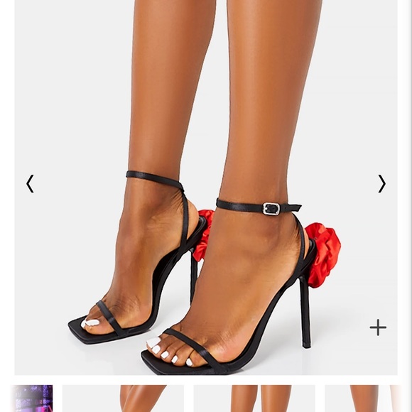 Public Desire BLACK SATIN FLOWER DETAIL LACE UP HIGH HEELS🌹🌹🌹Brand new in box - Picture 6 of 10